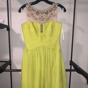 BCBGMaxAzria Chartreuse Cocktail Dress.